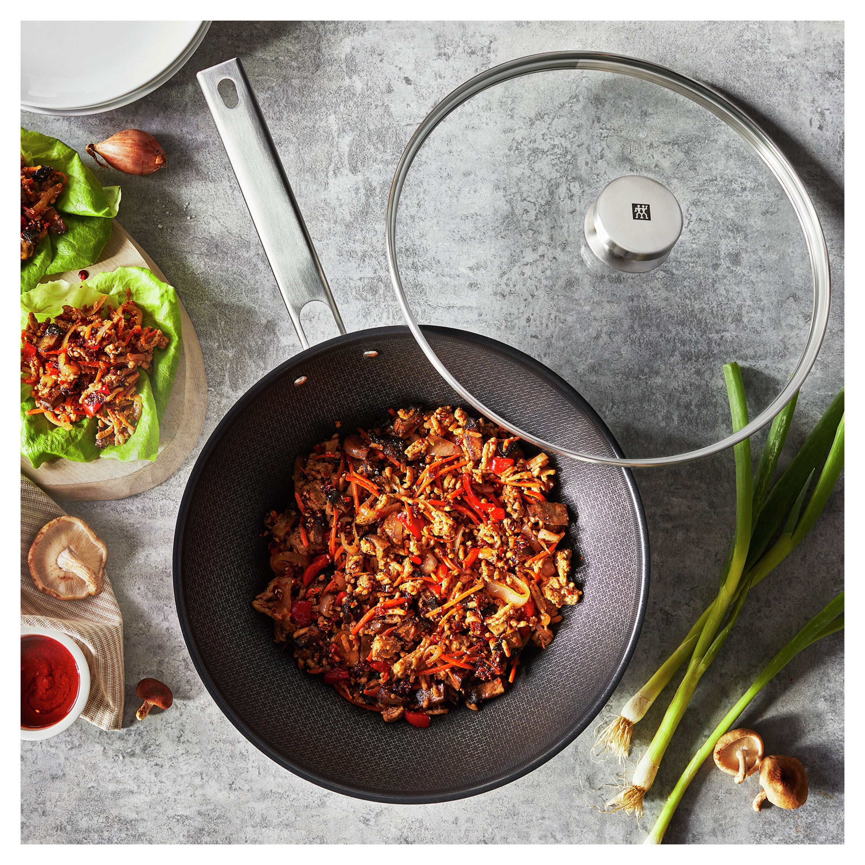 ZWILLING 12" Stainless Steel Non-Stick Wok and Lid, Joy Plus Series